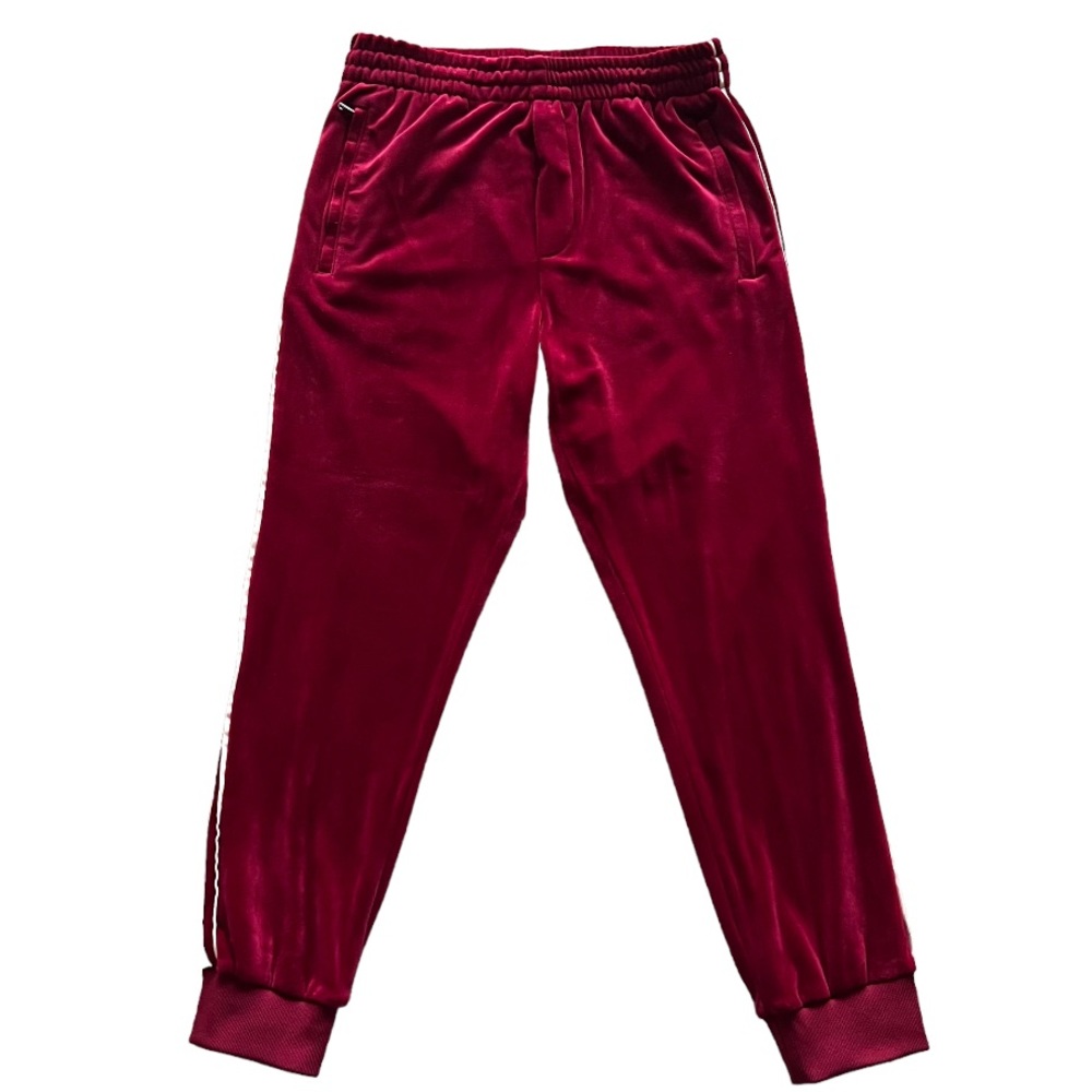 Zara Burgundy Velour Track Pants